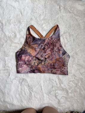 Fabletics Cross-Back Sports Bra Rock Print Size XS